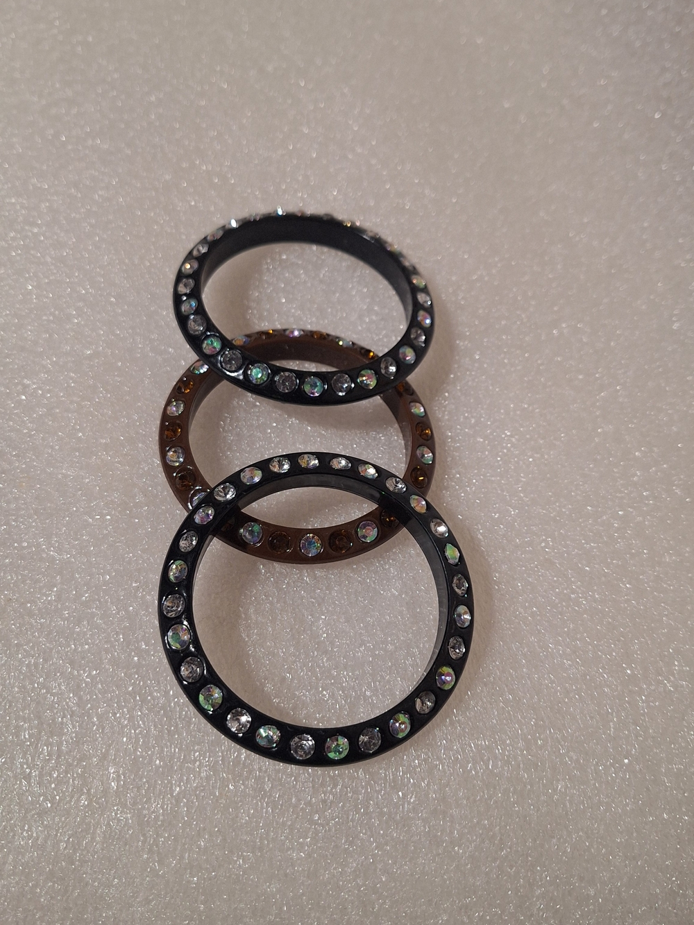Rhinestone Accent Hoop Bracelets – Black and Brown
